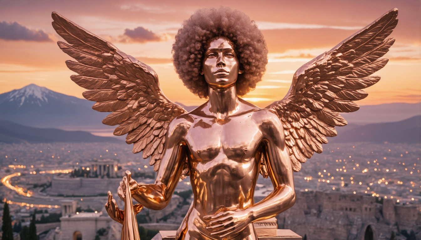 Rose Gold feminine statue withh an Afro